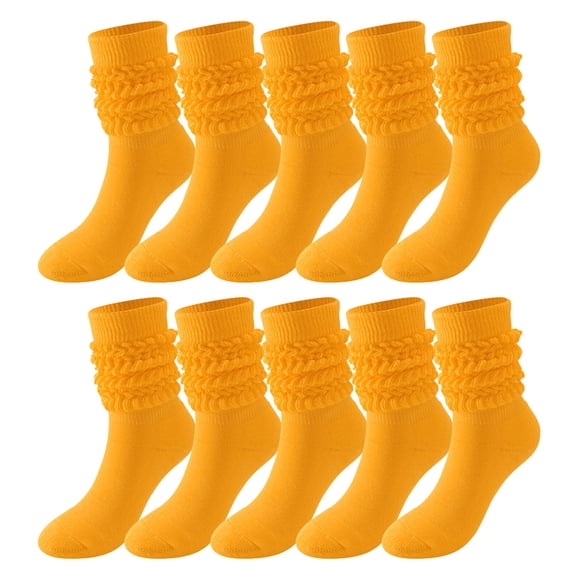 Yellow Socks 5 Pairs Soild Color Socks Women Thigh High Boot Socks Soft Scrunch Socks