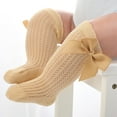 thumbnail image 1 of Yellow Socks Long Tube Socks Mesh Bowknot Mosquito Baby Socks Stripe Children Socks, 1 of 5