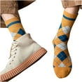 thumbnail image 1 of Yellow Socks Winter Men Socks Diamond Lattice Terry Middle Tube Stocking, 1 of 6