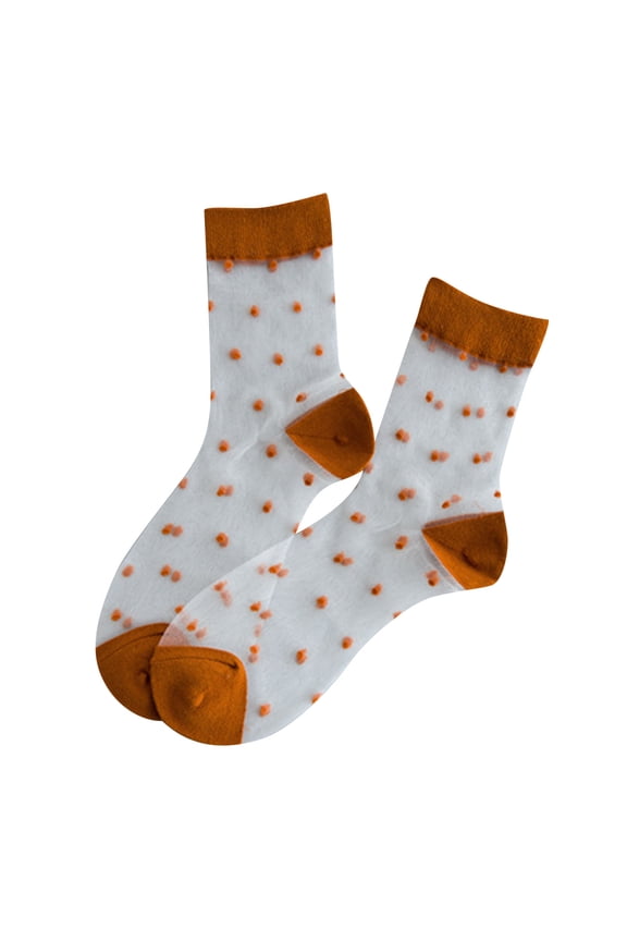 Yellow Socks Women Spring and Summer Tube Stockings Stockings Polka Dot Transparent Comfortable Stockings