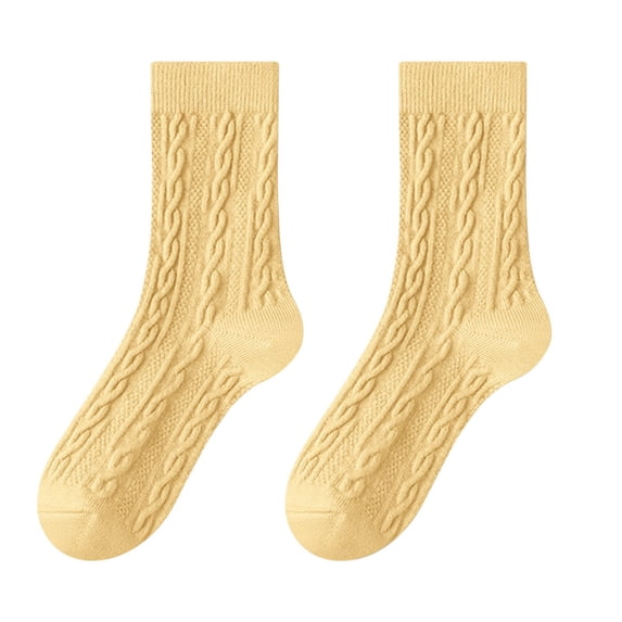 Yellow Socks for Women Thick Socks Children's Mid Tube Socks In Autumn and Winter Solid Cotton Socks Boneless Thickened Dough Stockings Women's Cotton Socks In Winter