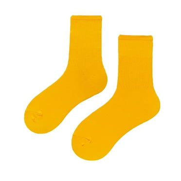 Yellow Socks Women's Solid Color Medium Tube Socks Light and Thin Spring and Summer Candy Colored Multi Colored Four Season Soft Socks