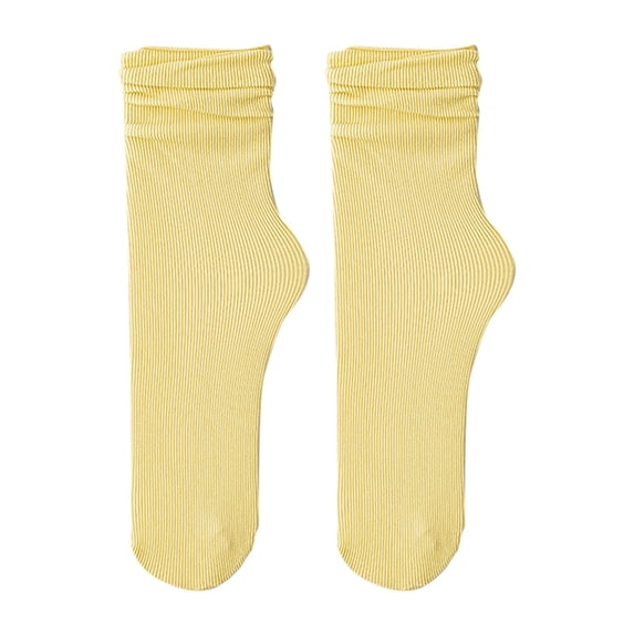 Yellow Socks Women's Summer and Autumn Thin Ice Socks Solid Simple Ice Silk Socks Mid Tube Socks