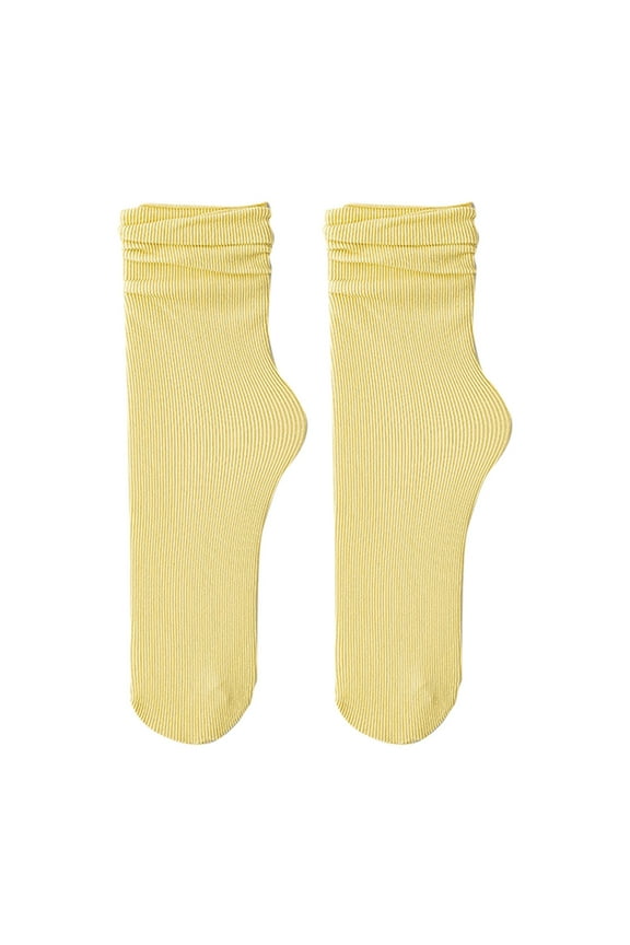 Yellow Socks Women's Summer and Autumn Thin Ice Socks Solid Simple Ice Silk Socks Mid Tube Socks