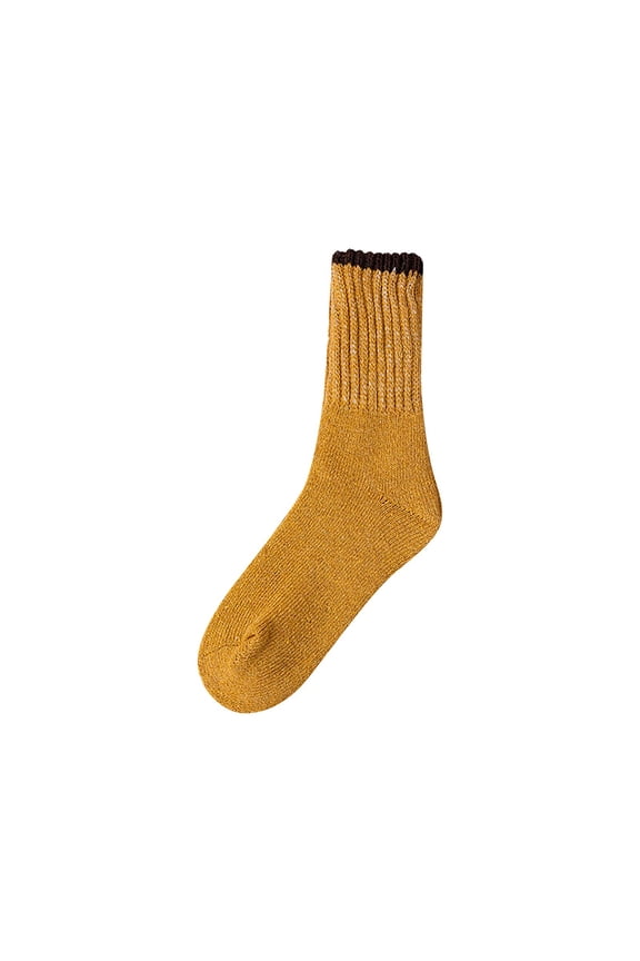 Yellow Socks for Women's Plush and Thickened Warm Rabbit Wool Socks with Cuffed Bars and Short Socks