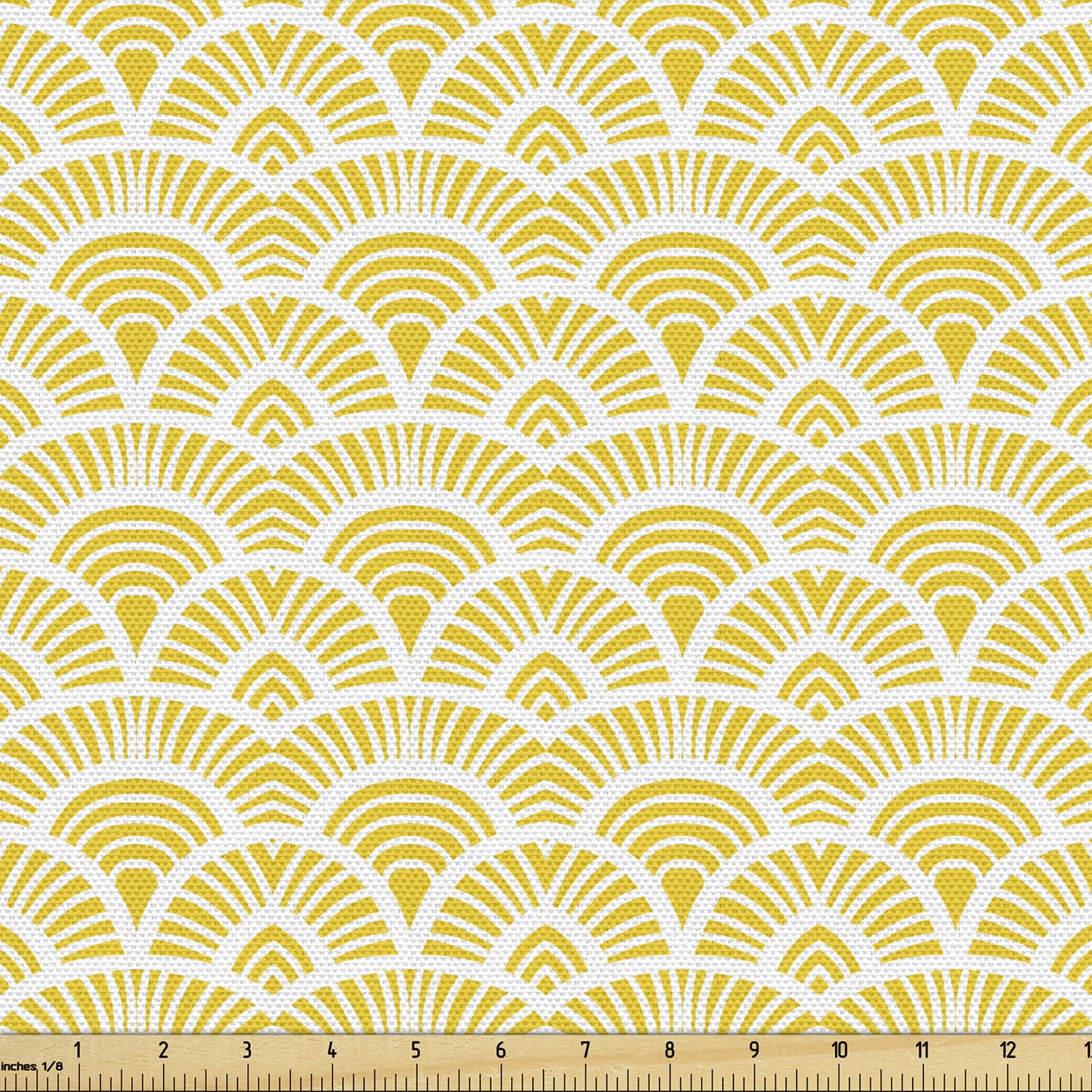 Ambesonne Yellow Fabric by the Yard Upholstery, Vintage Japanese Scales ...
