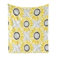 thumbnail image 1 of Yellow Soft Flannel Fleece Blanket, Colorful Illustration of Sun Flower with Motifs and Patterns Summer Nature Artprint, Cozy Plush for Indoor and Outdoor Use, 50" x 60", Yellow Grey, by Ambesonne, 1 of 5