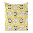 thumbnail image 1 of Yellow Soft Flannel Fleece Blanket, Colorful Illustration of Sun Flower with Motifs and Patterns Summer Nature Artprint, Cozy Plush for Indoor and Outdoor Use, 60" x 80", Yellow Grey, by Ambesonne, 1 of 5