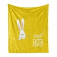 thumbnail image 1 of Yellow Soft Flannel Fleece Blanket, Easter Bunny Rabbit Animal Cartoon Springtime Cheerful Fun Celebration Art Print, Cozy Plush for Indoor and Outdoor Use, 70" x 90", Yellow White, by Ambesonne, 1 of 6