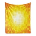 thumbnail image 1 of Yellow Soft Flannel Fleece Blanket, Mosaic Retro Square Shapes and Patterns Pixels Rays Contemporary Graphic Design, Cozy Plush for Indoor and Outdoor Use, 50" x 70", Orange Yellow, by Ambesonne, 1 of 5