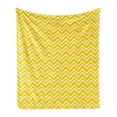thumbnail image 1 of Yellow Soft Flannel Fleece Blanket, Zig Zag Chevron Pattern in Yellow and White Colors Modern Inspired Art Print, Cozy Plush for Indoor and Outdoor Use, 60" x 80", Yellow and White, by Ambesonne, 1 of 5