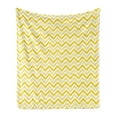 thumbnail image 1 of Yellow Soft Flannel Fleece Throw Blanket, Chevron Abstract Zig Zag Pattern Striped Cool Geometric 90s Style Retro Art, Cozy Plush for Indoor and Outdoor Use, 60" x 80", White and Yellow, by Ambesonne, 1 of 5