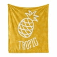thumbnail image 1 of Yellow Soft Flannel Fleece Throw Blanket, Little Tropical Exotic Pineapples Hawaiian Fun Summertime Seasonal, Cozy Plush for Indoor and Outdoor Use, 50" x 60", Yellow White, by Ambesonne, 1 of 5