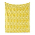 thumbnail image 1 of Yellow Soft Flannel Fleece Throw Blanket, Moroccan Trellis Pattern in Yellow Tones Vintage Eastern Pattern, Cozy Plush for Indoor and Outdoor Use, 50" x 60", Mustard Yellow White, by Ambesonne, 1 of 5