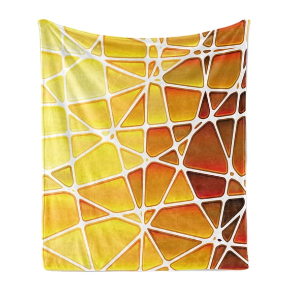 Yellow Soft Flannel Fleece Throw Blanket, Snake Animal Skin Like Design Geomerical Shaped Ombre Colored Image, Cozy Plush for Indoor and Outdoor Use, 50" x 60", Marigold Yellow, by Ambesonne