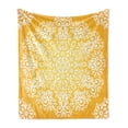 thumbnail image 1 of Yellow Soft Flannel Fleece Throw Blanket, Snowflake Like Floral Pattern Design with Tribal Inspired Artwork, Cozy Plush for Indoor and Outdoor Use, 70" x 90", Yellow and White, by Ambesonne, 1 of 6