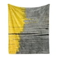 thumbnail image 1 of Yellow Soft Flannel Fleece Throw Blanket, Wooden Board Paint Splashes Brush Stroke Grunge Design Elements, Cozy Plush for Indoor and Outdoor Use, 50" x 70", Yellow Grey, by Ambesonne, 1 of 5
