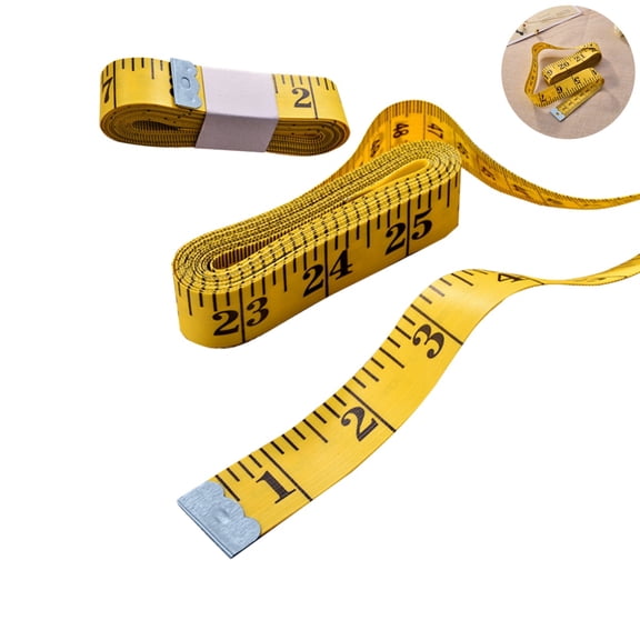Yellow Soft Tailor Measuring Tape, Dual Scale Flexible Fabric Tape Measure for Sewing Body Height Measurement, Durable Cloth Ruler for Tailor Craft Home Measuring