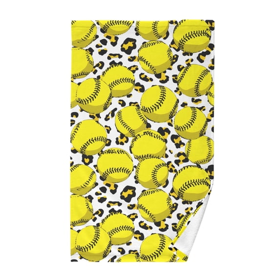 Yellow Softball Pattern Bath Towel 100% Cotton Soft Thick High Absorbency Hand Face Towel Single Pack 16x28in