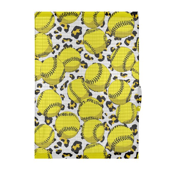Yellow Softball Pattern Door Curtain Sheer Privacy Light Filtering Window Panel 1 Panel 25x40 Inch