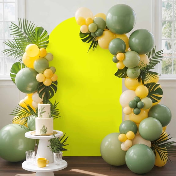 Yellow Soild Arch Backdrop Cover, 6FT, Color Spandex Arch Covers Double-Sided Backdrop for Wedding Birthday Party Photo Background Decoration