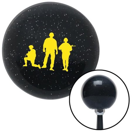 Yellow Soldiers Black Metal Flake Shift Knob with M16 x 1.5 Insert Shifter Auto Brody