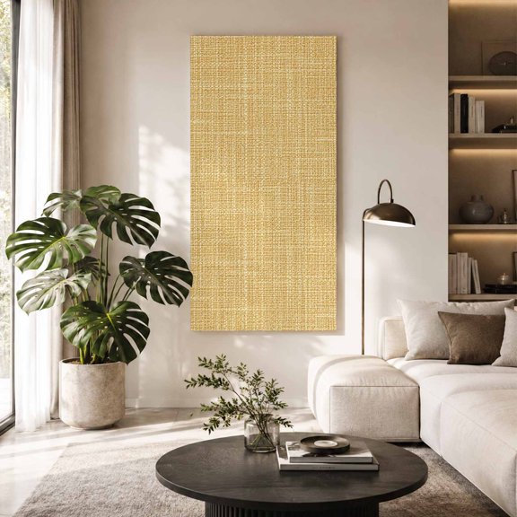 Yellow Solid Canvas Wall Art for Living Room, Minimalist Cloth Mustard Yellow Linen Texture Rustic Poster Print Painting for Bedroom Office Home Decoration Wall Pictures Prepare To Hang 30"x60"