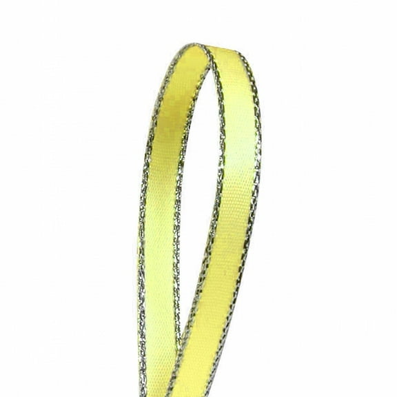 Yellow Solid Color 3/8-Inch Silver Edge Ribbon, 50-Yards