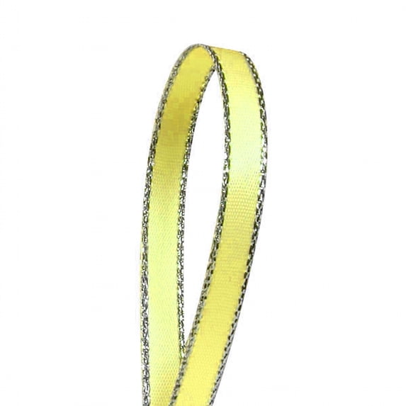 Yellow Solid Color 3/8-Inch Silver Edge Ribbon, 50-Yards