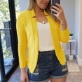 thumbnail image 1 of Yellow Solid Color Jackets, Acrylic Cardigan Coat, Women Fashion Casual Solid Long Sleeve Open Front Notched Collar Suit Cardigan Office Ladies Jacket Coat, L, 1 of 6