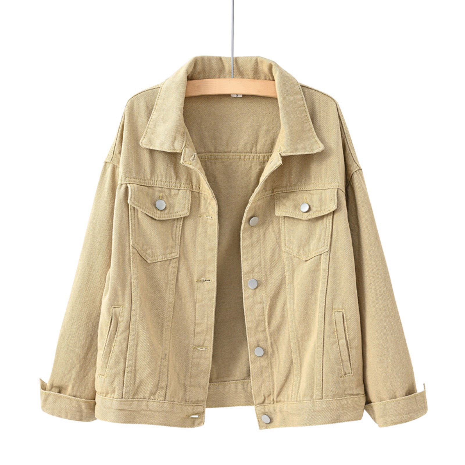 Color Jacket Sign Yellow Solid Color Jackets, Denim Long Sleeve Jacket, Womens Candy ...