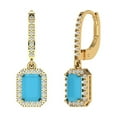 thumbnail image 1 of 5.8072 ct Lever-Back Drop Dangle Earrings for Women | 7.5X5.5mm Emerald Cut Simulated Turquoise | 18K Yellow Gold, 1 of 5