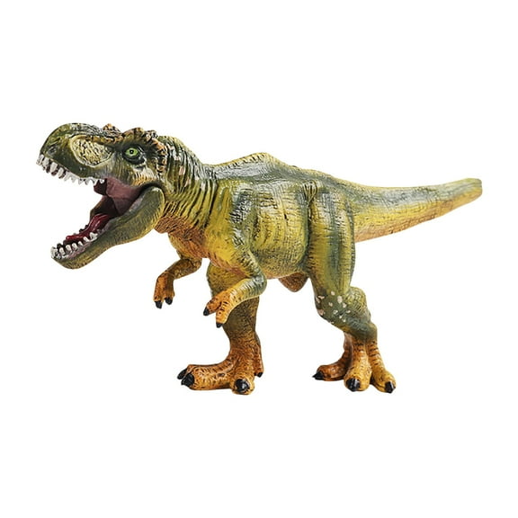 Yellow Solid Hand-Painted Dinosaur Model For Boys Medium Walking T-Rex Yellow Tone Movable Jaw Action Toy