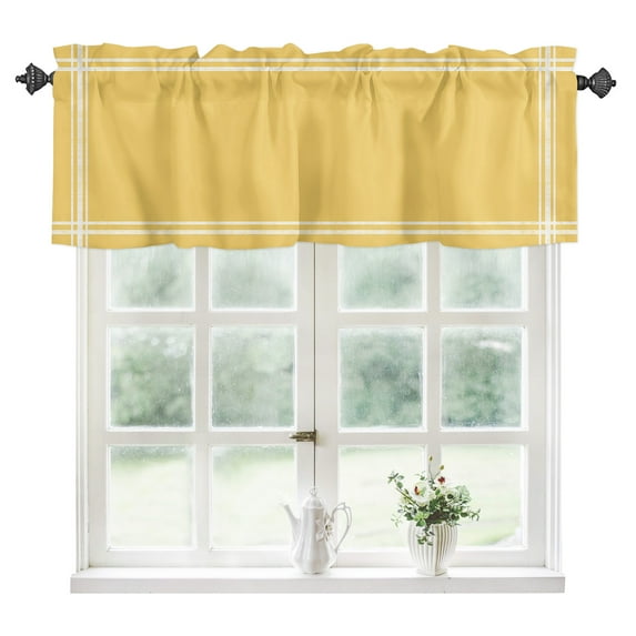 Yellow Solid, Kitchen Valances for Windows 54x18 Inch Kitchen Curtains Valances Rod Pocket Pure Color Bathroom Window Valances for Window Treatment Decor