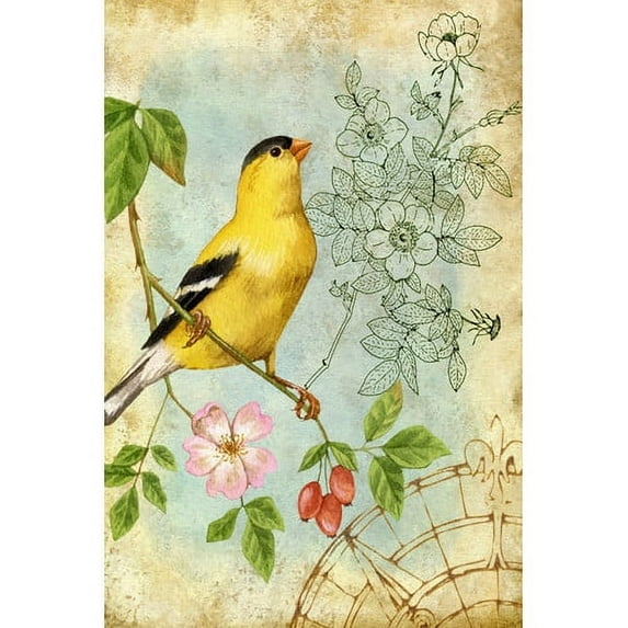 "Yellow Songbird" Painting Print on Wrapped Canvas