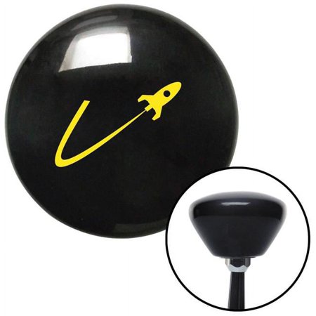 Yellow Space Ship In Flight Black Retro Shift Knob with M16 x 1.5 Insert Shifter