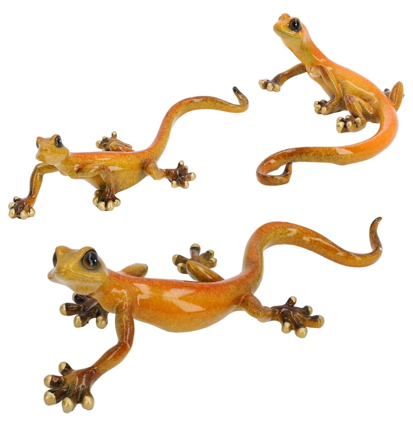 Yellow Speckled Gecko Lizard Resin Wall Shed Sculpture Statue House