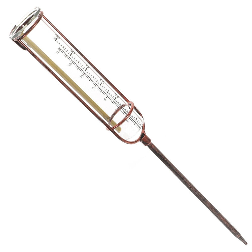 Yellow Spiral Lawn Rain Gauge Glass Floating Meter For Outdoor Garden