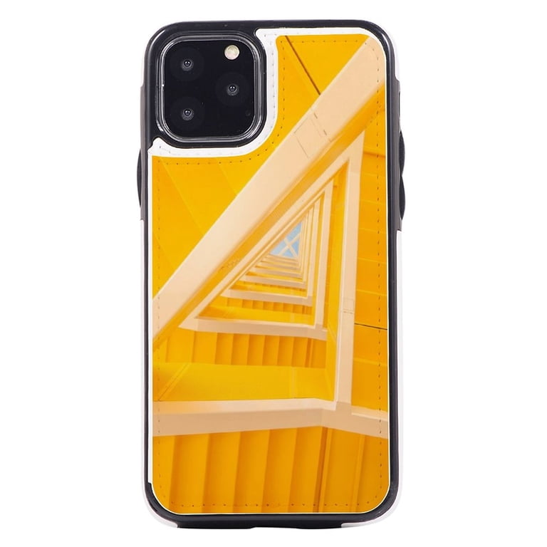 Yellow Spiral Staircase Leather Wallet Case for iPhone 16 15 14 13
