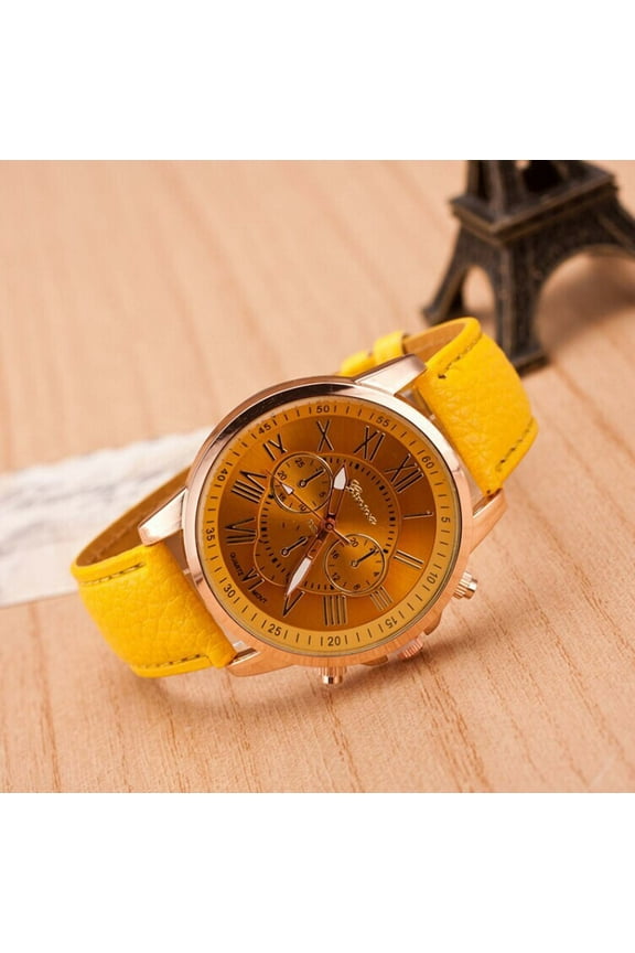 Yellow Sport Watch for Women under $5! Ke1Clo Quartz Multi-pointer Watch with Blue Light 40mm Dial