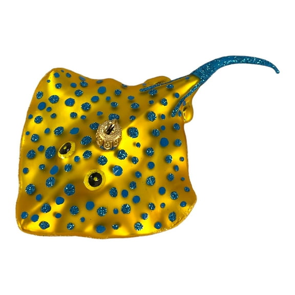 Yellow Spotted Stingray Polish Blown Glass Christmas Ornament Decoration  Ray