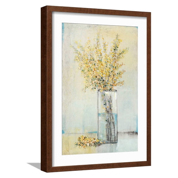 Art.com Yellow Spray in Vase I Art Print by Tim OToole, Brown Frame Wall Art, 17" x 23"