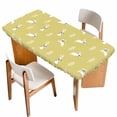 thumbnail image 1 of Yellow Spring Easter Table Cloths for 5 Foot Rectangle Tables, Cute Bunny Botanical Patio Waterproof Elastic Fitted Tablecloths, Washable Rectangular Table Cover for Camping, 1 of 8