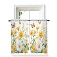 thumbnail image 1 of Yellow Spring Floral Curtains 45 Inch Length,Sheer Curtains for Bedroom Living Room Window Pastoral Summer Botanical Daisy Rod Pocket Voile Drapes Kitchen Curtains Small Half Window 42"x45" 2 Panels, 1 of 7