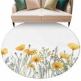 thumbnail image 1 of Yellow Spring Floral Large Area Rugs for Bedroom Living Room, Soft Non Slip Carpet Bedside Rug, Watercolor Summer Botanical Round Floor Cover Kitchen Accent Rug 7' for Dining Room/Office, 1 of 9