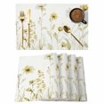 thumbnail image 1 of Yellow Spring Floral Placemats Set of 4, Summer Flowers Botanical Elegant Placemats for Dining Table, Place Mats for Kitchen Tabletop, Waterproof Wipeable Dining Table Mats Set, 1 of 9