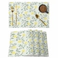 thumbnail image 1 of Yellow Spring Floral Placemats Set of 6, Flowers Leaves Pastoral Botanical Placemats for Dining Table, Place Mats for Kitchen Tabletop, Waterproof Wipeable Dining Table Mats Set, 1 of 9