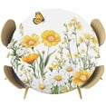 thumbnail image 1 of Yellow Spring Floral Round Tablecloth 45-54 Inch Round Fitted Table Cloth with Elastic Edge, Pastoral Daisy Botanical Summer Waterproof Table Cover Protector for Outdoor Picnic Party Dining, 1 of 6