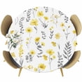 thumbnail image 1 of Yellow Spring Floral Round Tablecloth, Fitted Table Cover with Elastic for 36"-44" Round Tables, Flowers Botanical Elegant Pastoral Table Cloth Outdoor Indoor Dinning Party Waterproof Tablecloths, 1 of 7