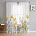 thumbnail image 1 of Yellow Spring Floral Semi Sheer Curtains 72 Inch Length 2 Panels Set, Watercolor Summer Botanical Sheer Kitchen Curtain Privacy Voile Window Curtain for Living Room Bedroom Rod Pocket Drapes, 1 of 7
